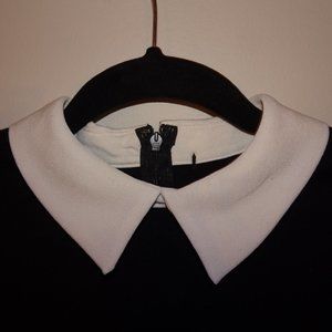 Black and White Contrast Collar Shift Dress (Size M)